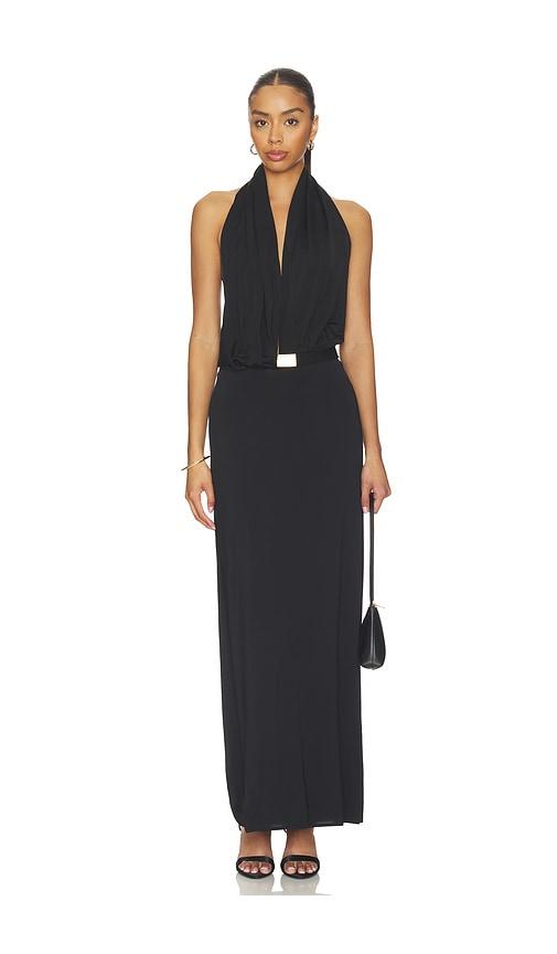 vix swimwear x rosie huntington-whiteley rosana long dress in black.