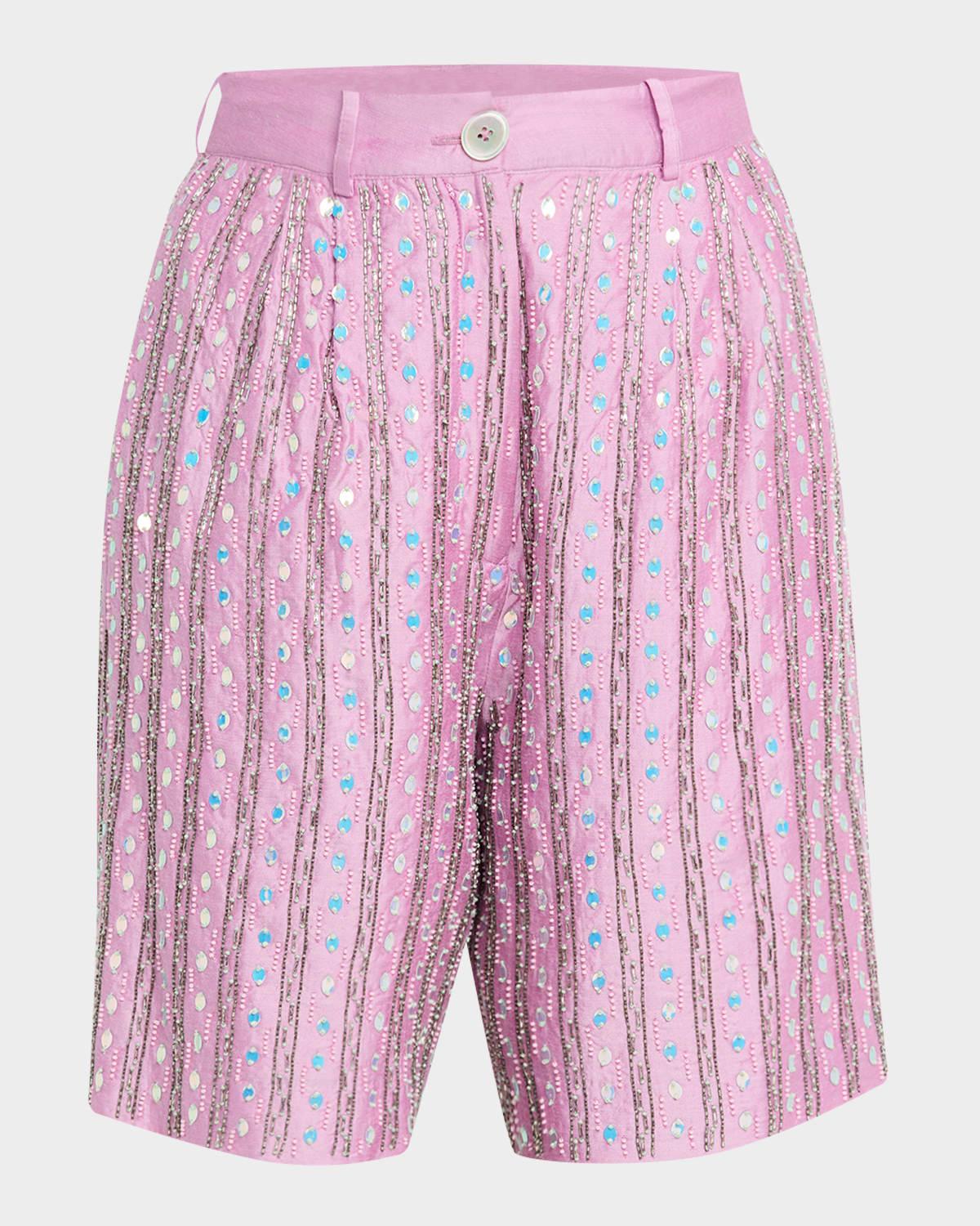 vixen vortex geo embellished pleated shorts