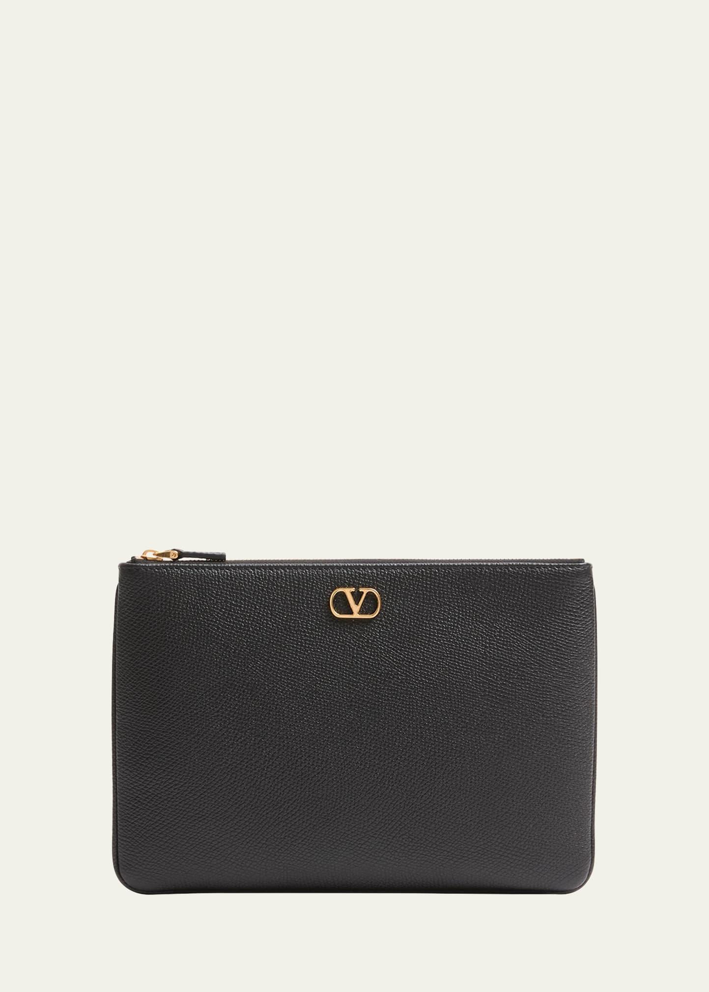 vlogo medium leather flat pouch bag