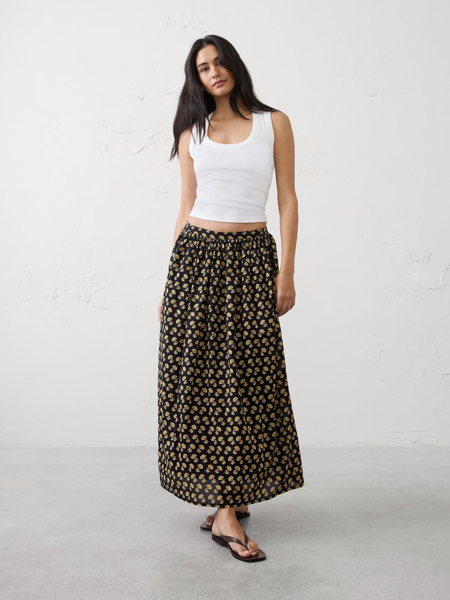 voile long midi skirt