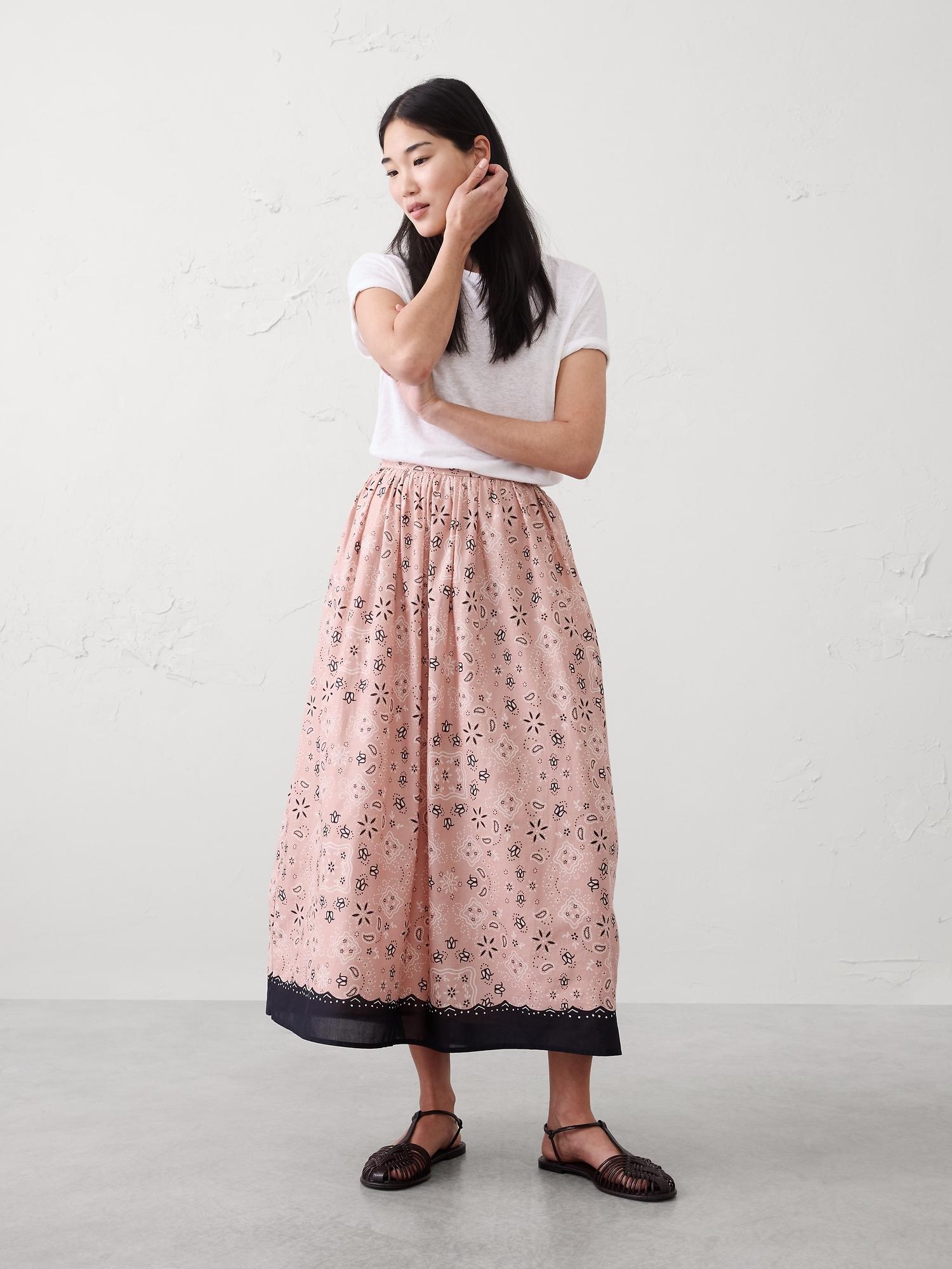 voile long midi skirt