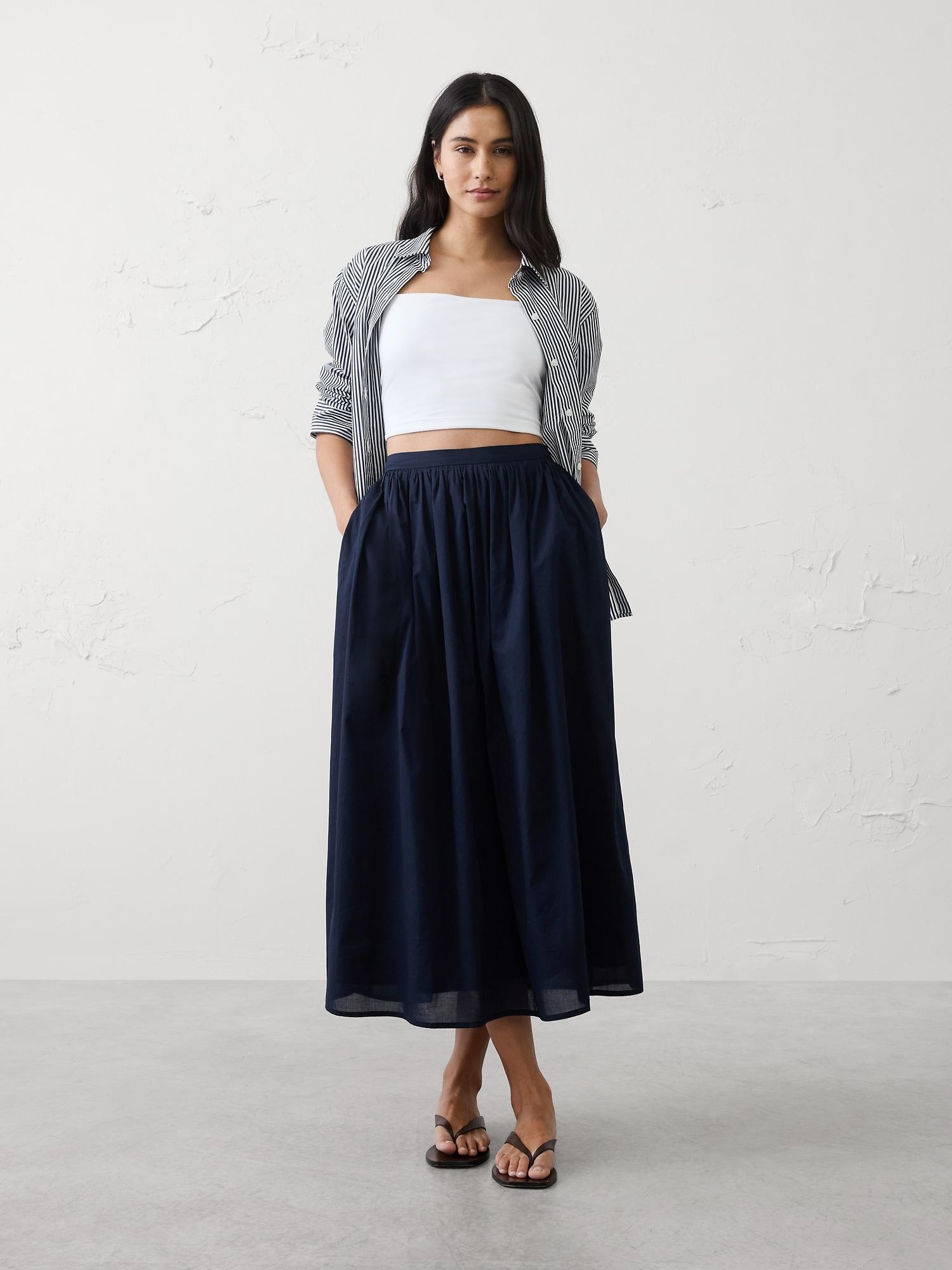 voile long midi skirt