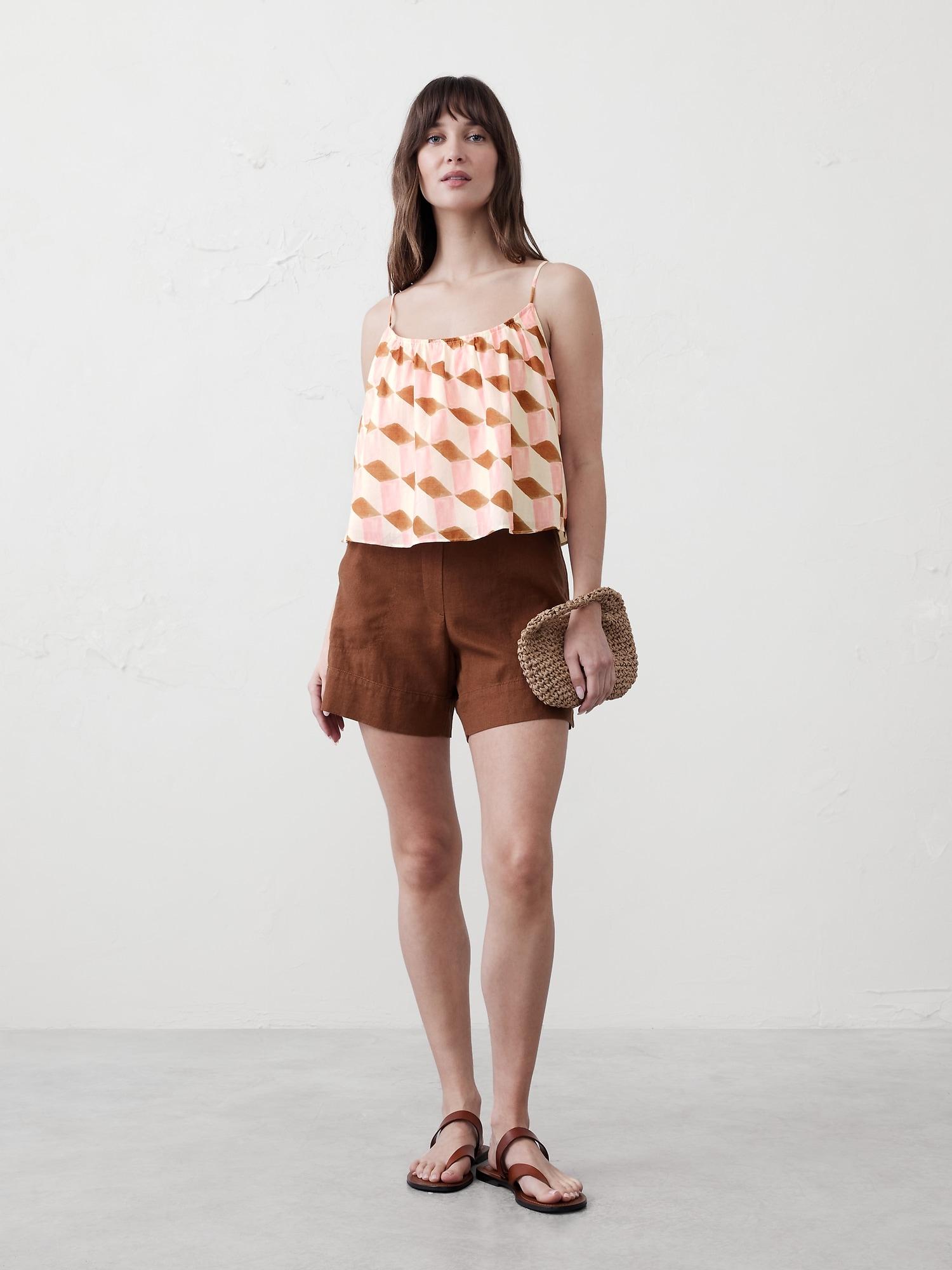 voile shirred-neck camisole