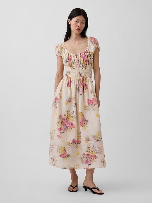 voile smocked waist maxi dress