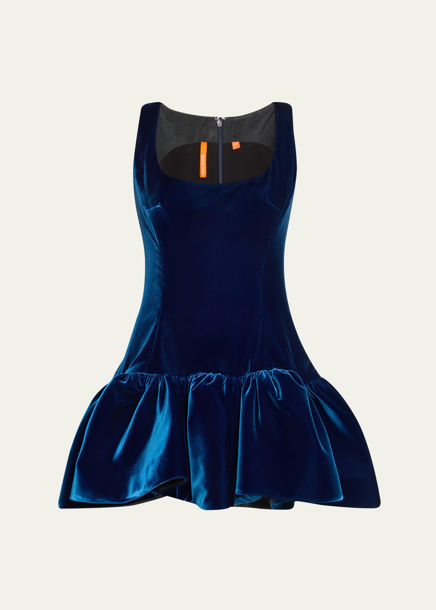 volant velvet mini dress