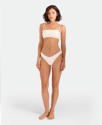 volcom womens low tide bandeau neck bikini top pull on bottoms