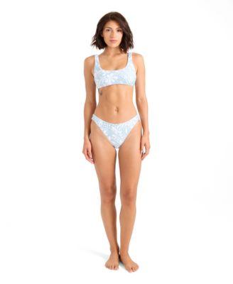 volcom womens printed scoop neck bikini top floral print full coverage bottoms