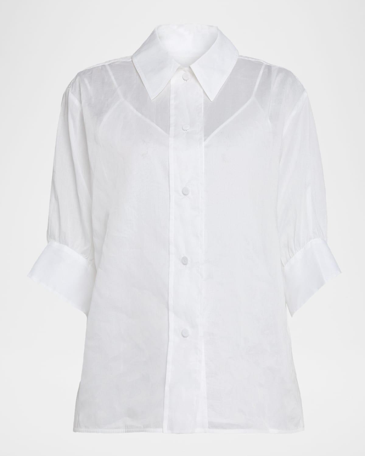 volume short-sleeve cotton boxy shirt