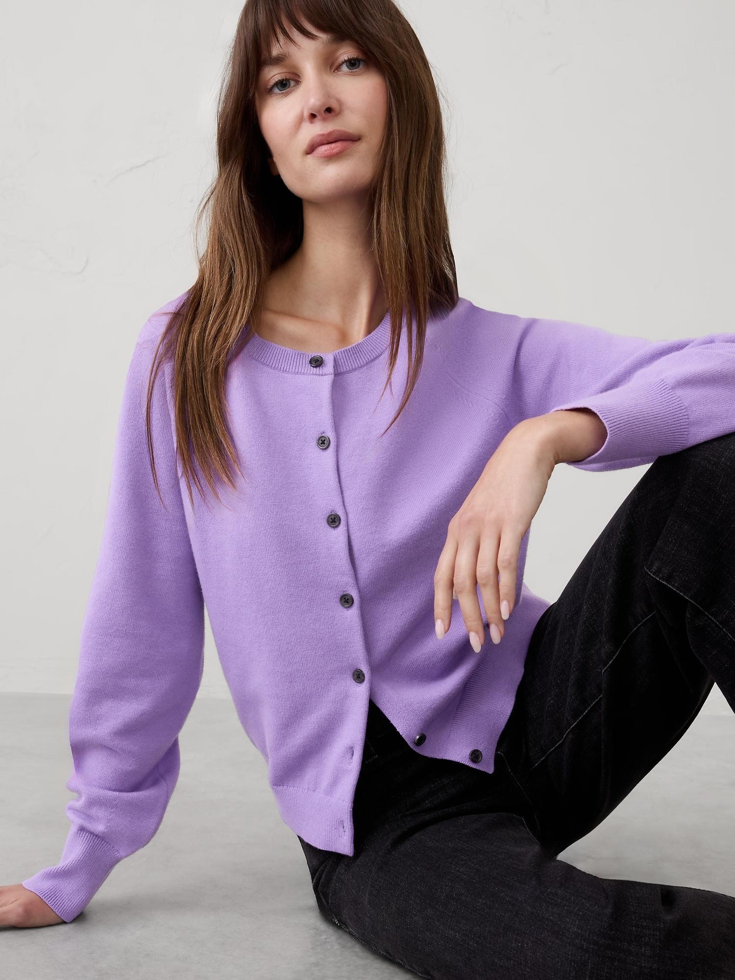 volume-sleeve cardigan sweater