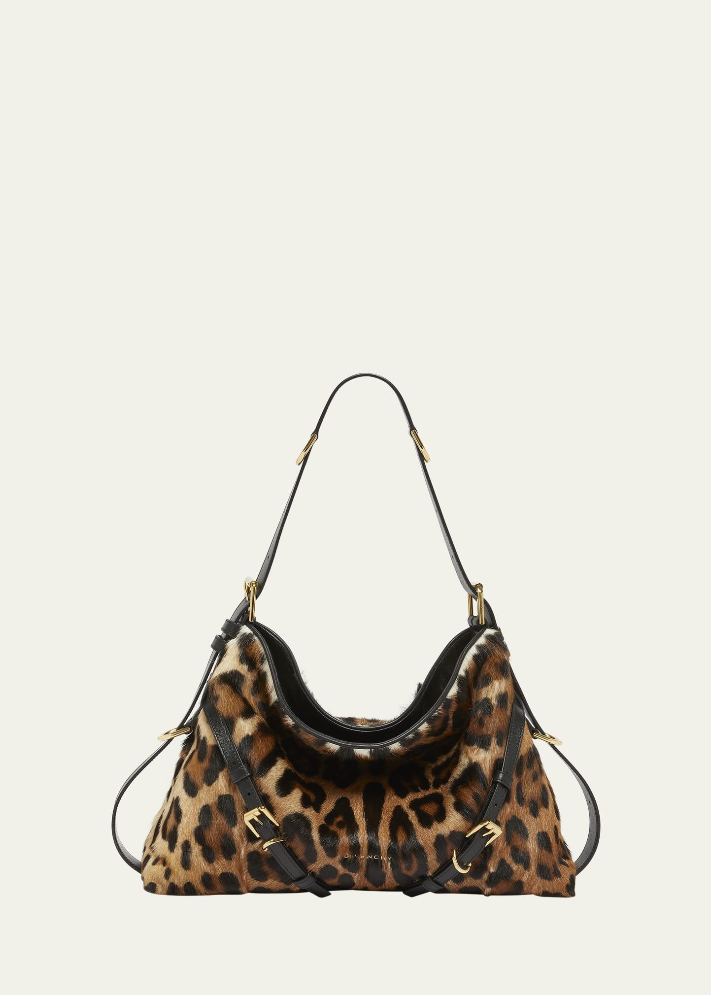 voyou medium leopard-print goat hair shoulder bag