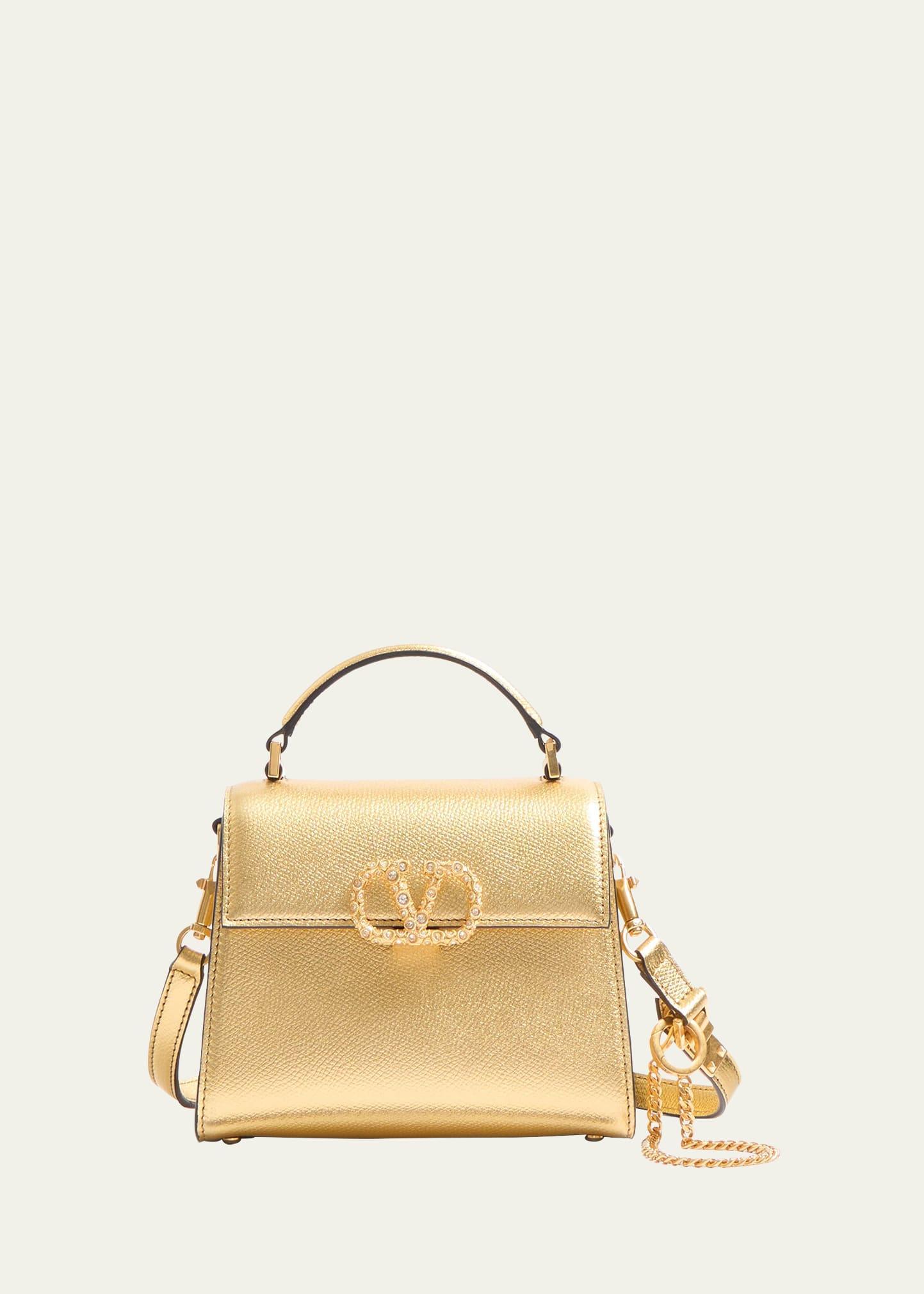 vsling mini metallic leather top-handle bag