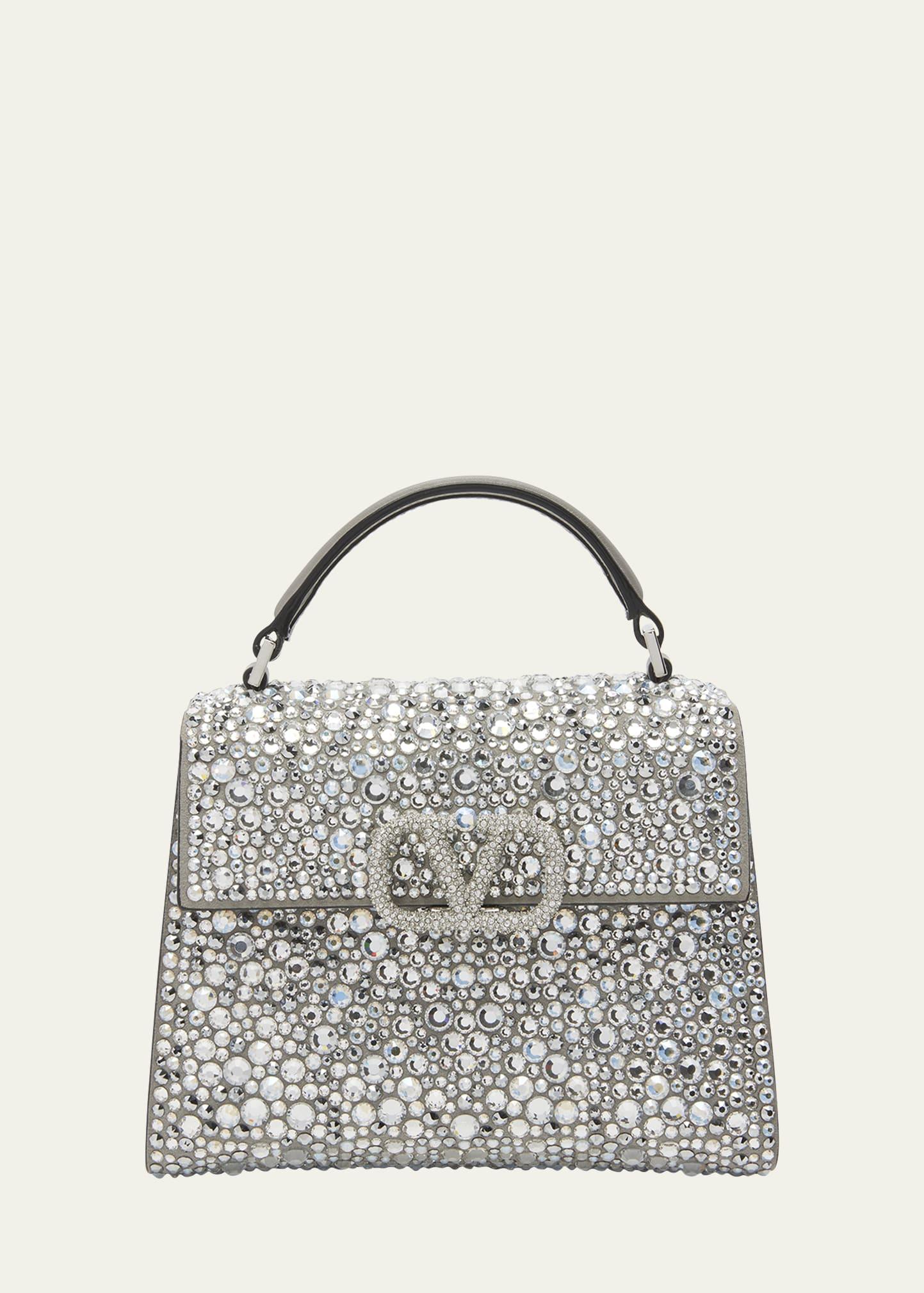 vsling mini rhinestone top-handle bag