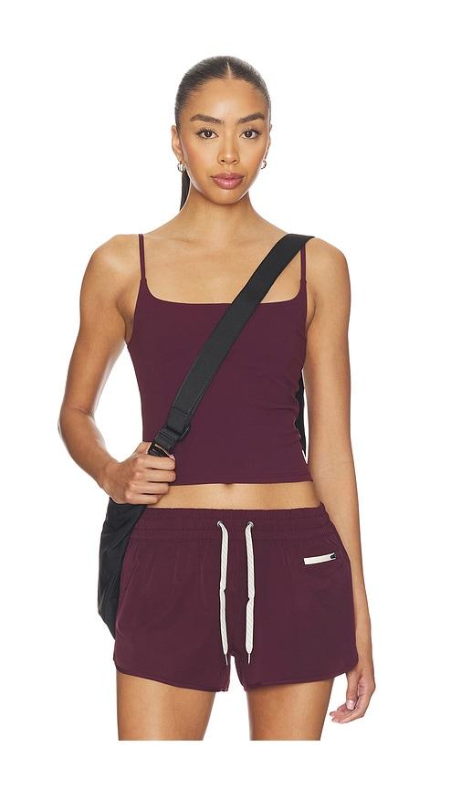 vuori all the feels cami in burgundy.