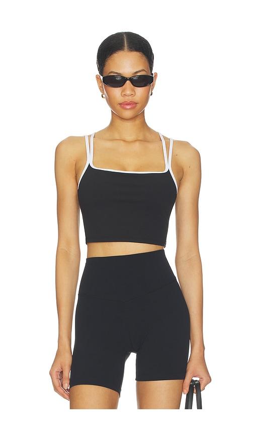 vuori daily layered tank in black.