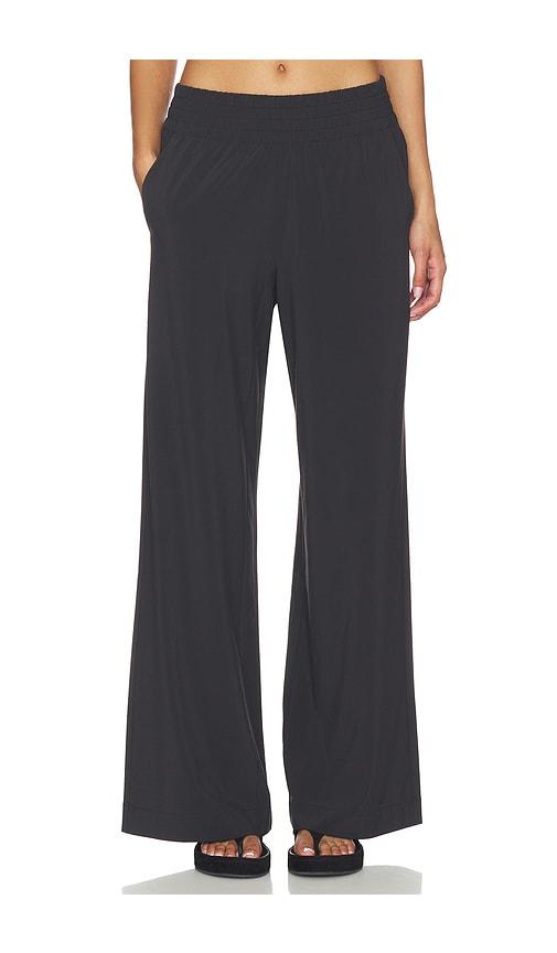 vuori villa wide leg pants in black.