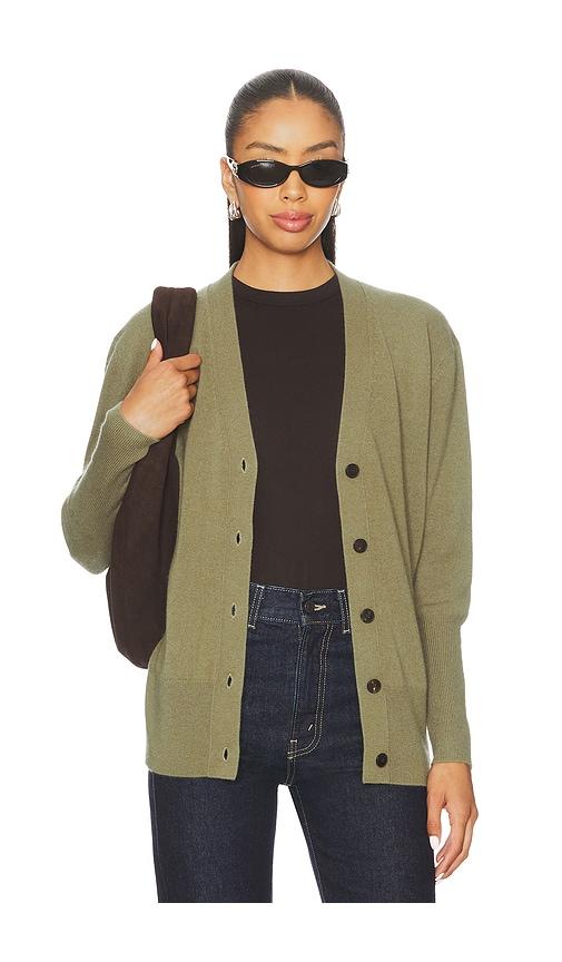 w. cashmere anya cardigan in olive.