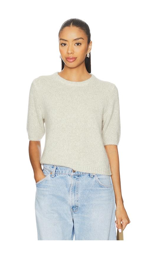 w. cashmere brenda short sleeve pullover in neutral.