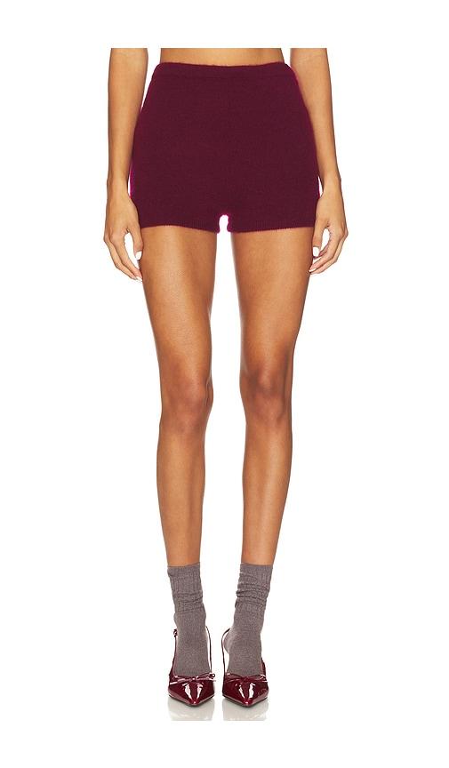 w. cashmere gracie short in burgundy.