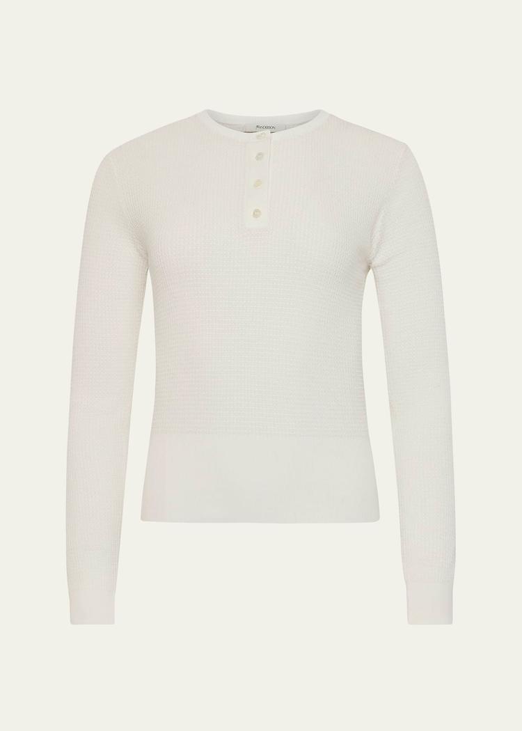 waffle henley long sleeve top
