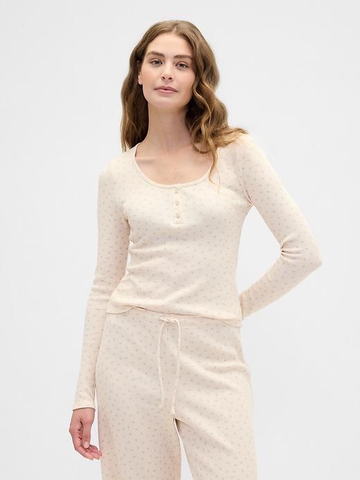 waffle-knit henley pj top
