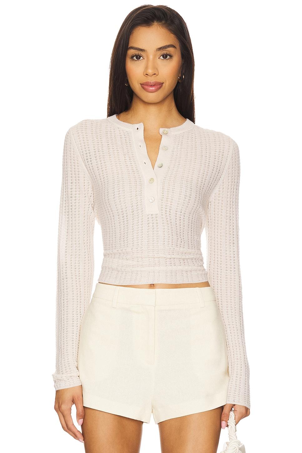 waffle knit henley top