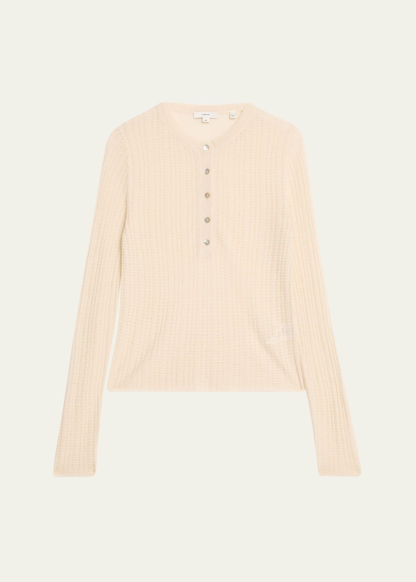 waffle-knit henley top