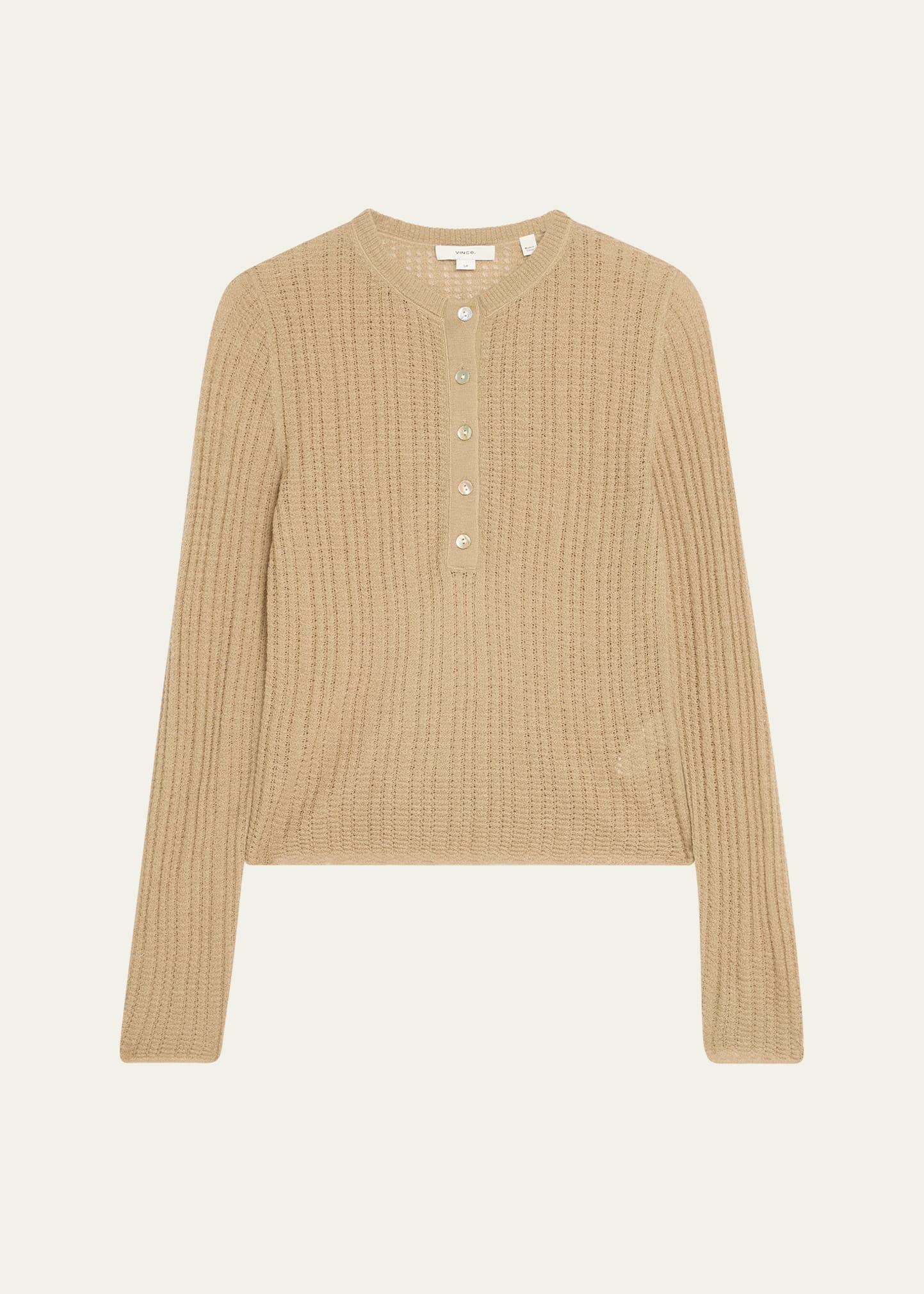 waffle-knit henley top