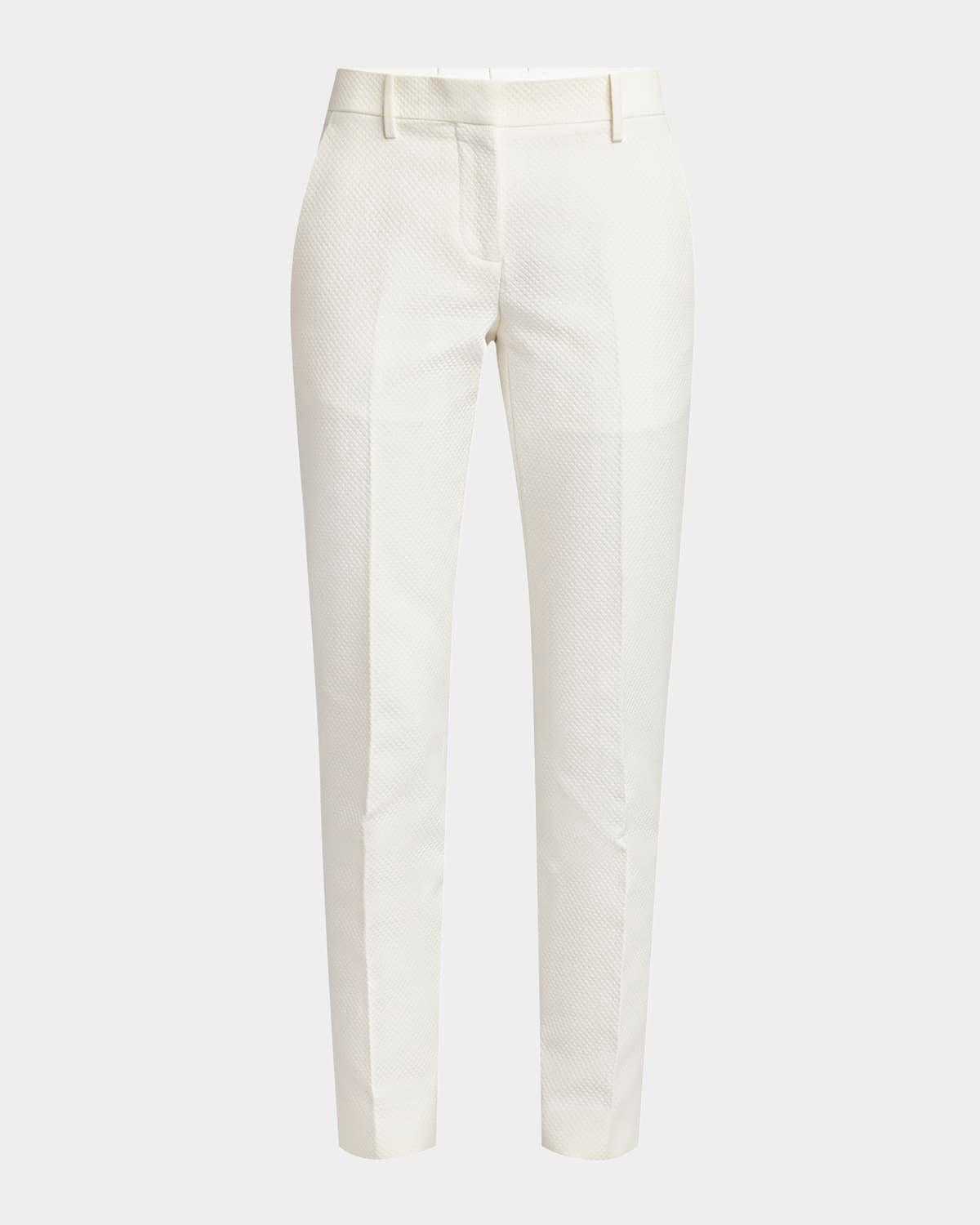 waffle slim-leg cigarette trousers