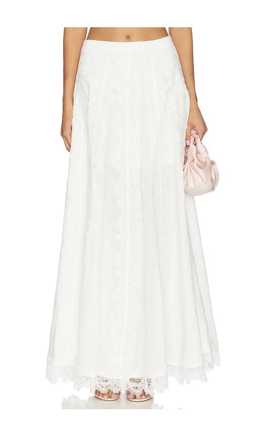 waimari resplandor maxi skirt in white.