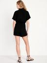 waist-defined crinkle gauze romper