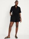 waist-defined crinkle gauze romper