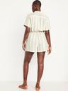 waist-defined crinkle gauze romper