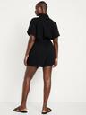 waist-defined crinkle gauze romper