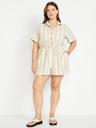 waist-defined crinkle gauze romper