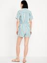 waist-defined crinkle gauze romper