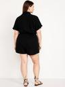 waist-defined crinkle gauze romper