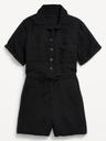 waist-defined crinkle gauze romper