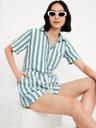 waist-defined crinkle gauze romper