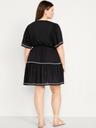waist-defined embroidered mini dress