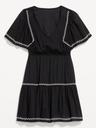 waist-defined embroidered mini dress