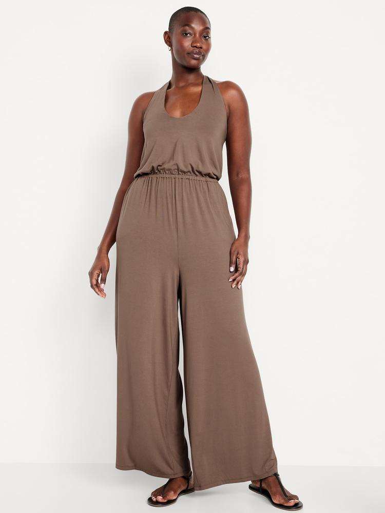 waist-defined halter jumpsuit