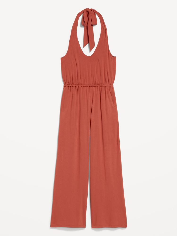 waist-defined halter jumpsuit