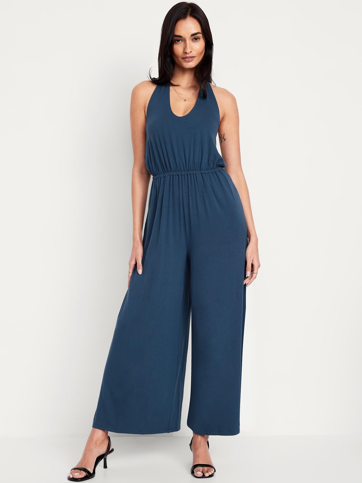 waist-defined halter jumpsuit