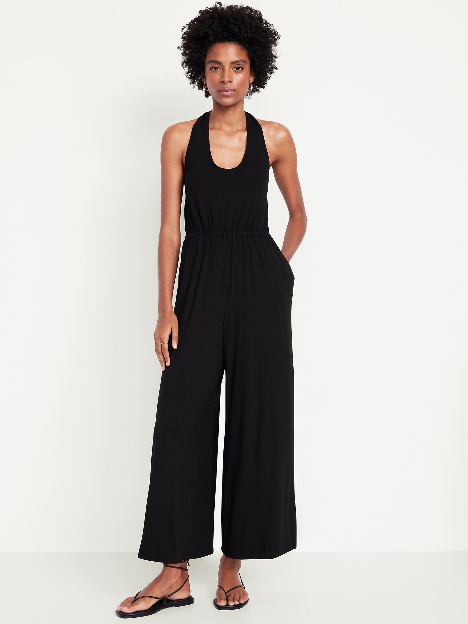 waist-defined halter jumpsuit
