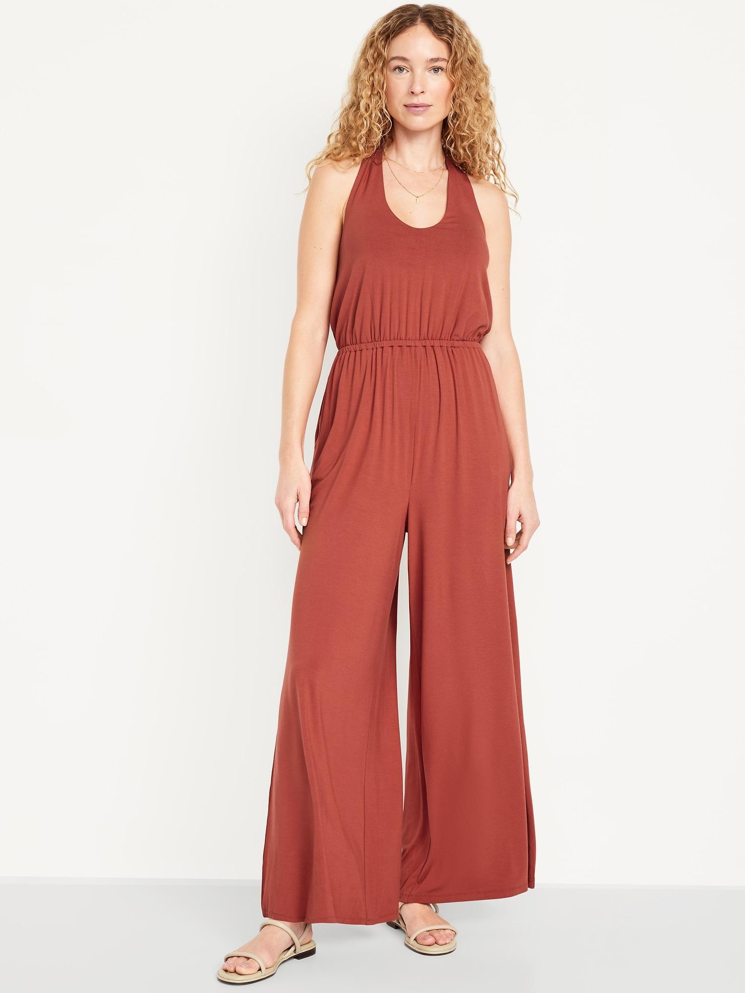 waist-defined halter jumpsuit