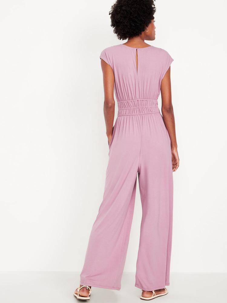 waist-defined wide-leg jumpsuit