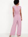 waist-defined wide-leg jumpsuit