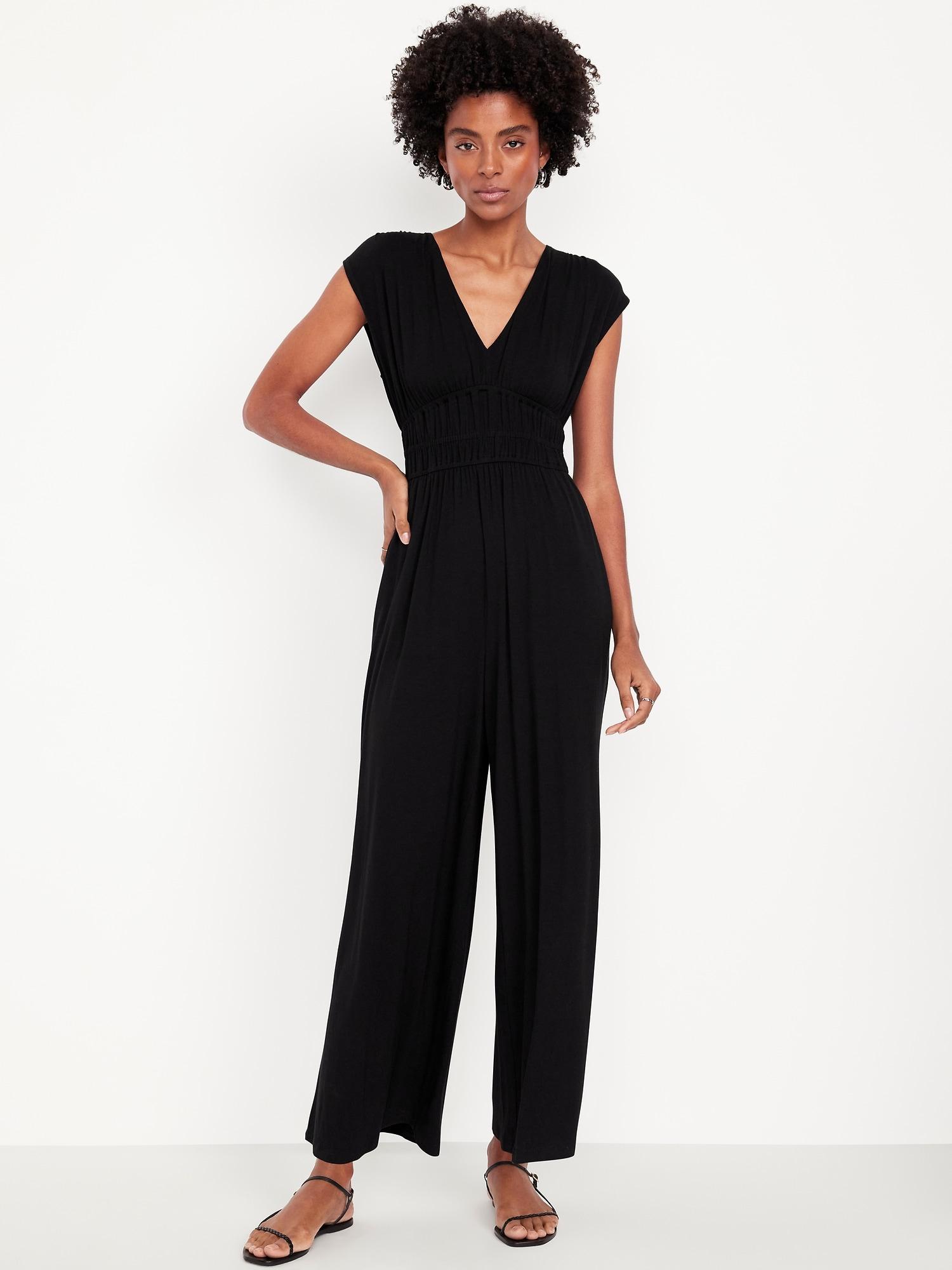 waist-defined wide-leg jumpsuit