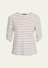 waldorf stripe ruched-sleeve tee