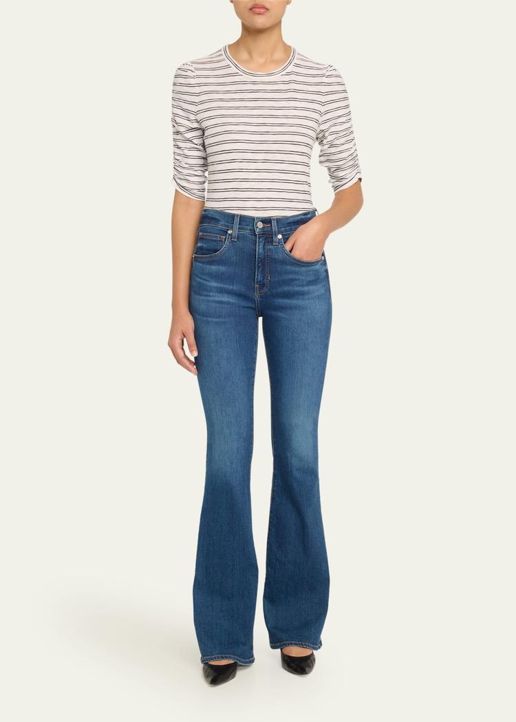 waldorf stripe ruched-sleeve tee